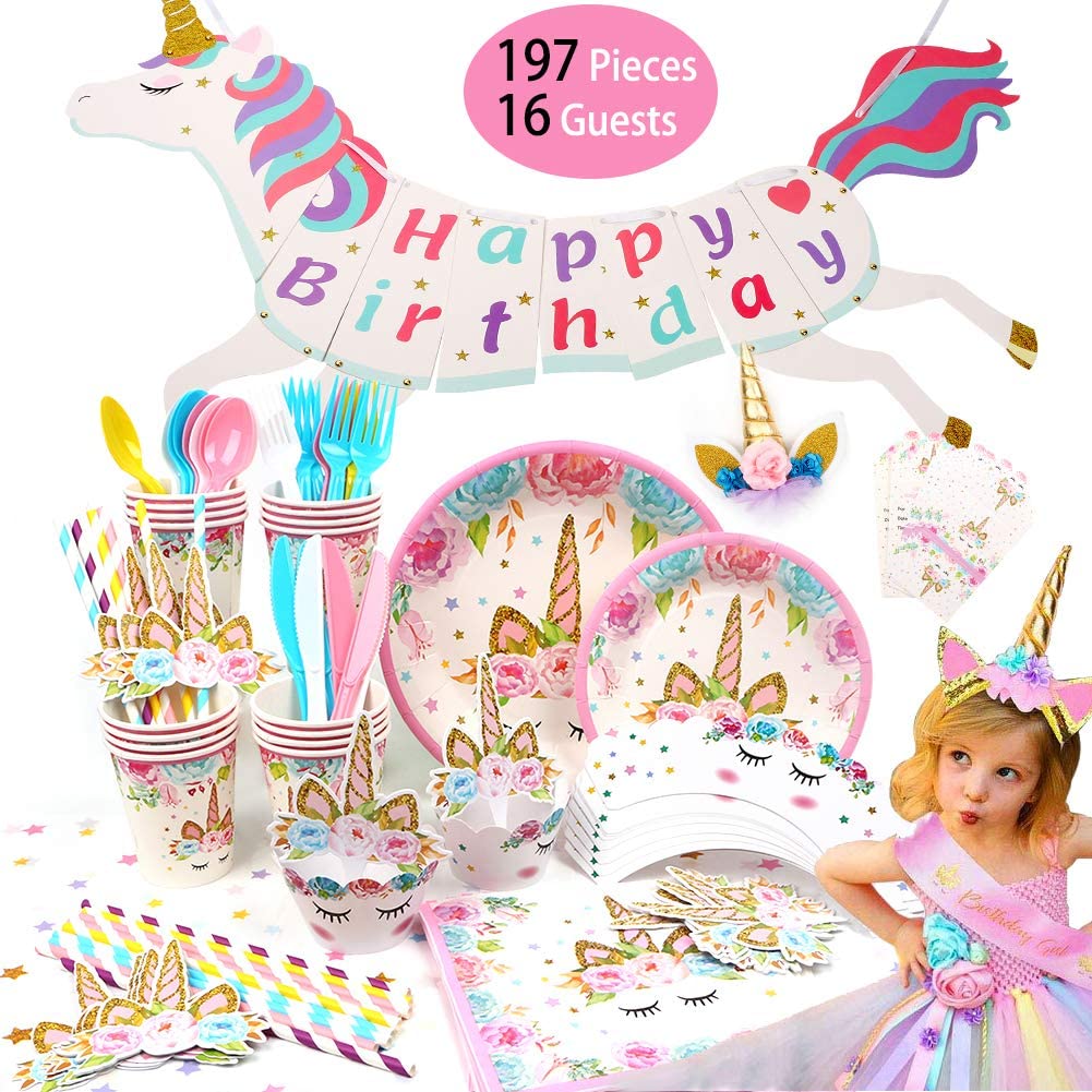Vaisselle jetable et accessoires de décorations anniversaire fille