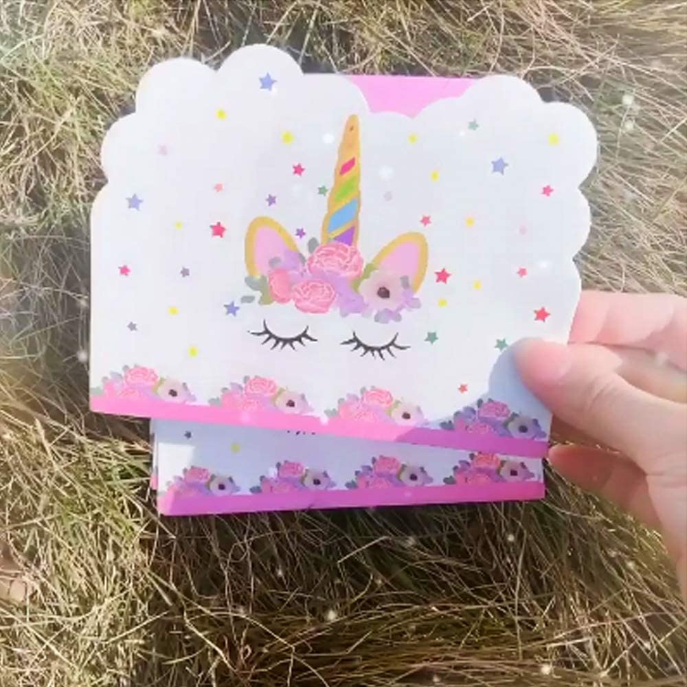 Cartes d'invitation licorne magiques avec enveloppes pour fête d
