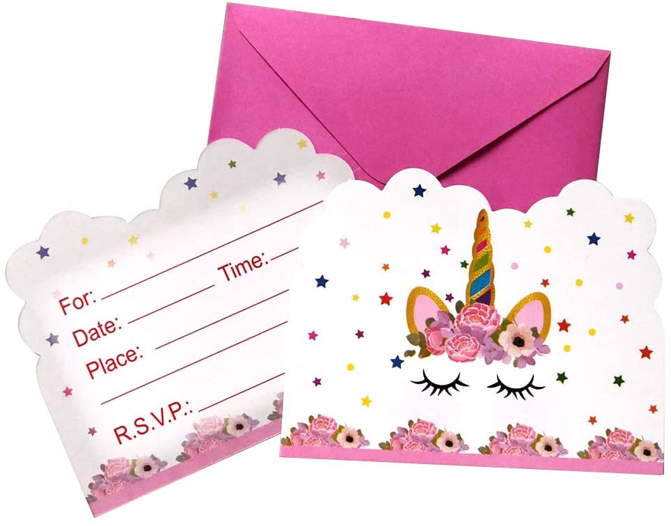 Mes cartes à décorer - 8 invitations d'anniversaire - Les licornes -  Editions LITO