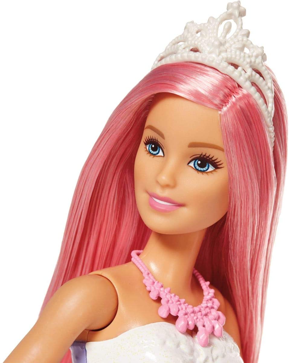 Barbie Dreamtopia Licorne Arc-en-ciel sons et lumières avec crinière et  queue rose, fournie avec une brosse, jouet pour enfant, GFH60