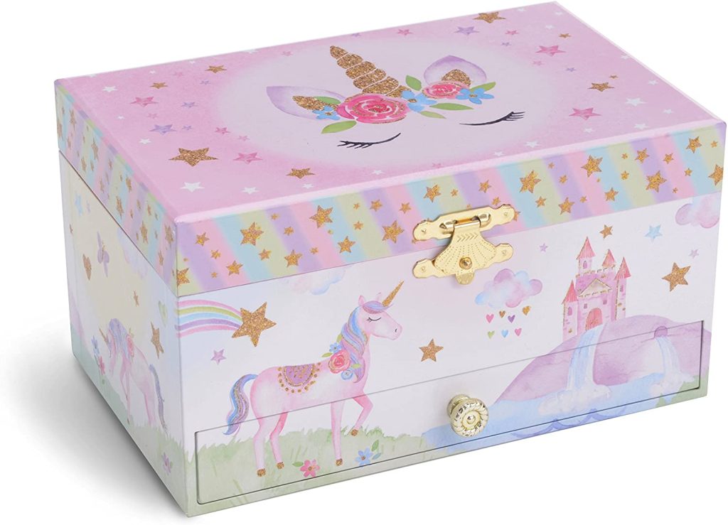 Boîte à Bijoux Licorne DIY Avec Musique Et Figurine Tournante - Dimensions 15x13x9 Cm - Kit Créatif Pour Fille - Cadeau Anniversaire Enfant