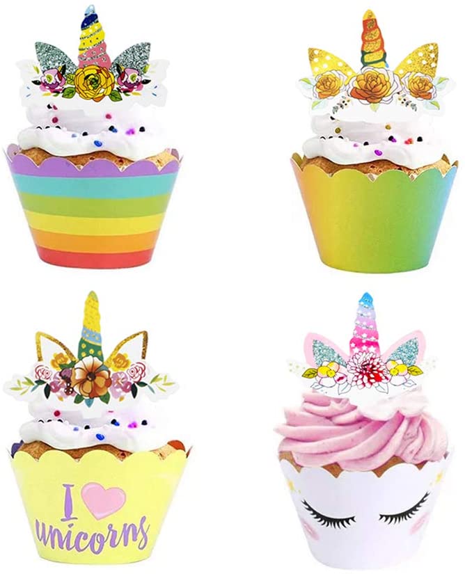 Lot de 50 décorations de cupcakes licorne et emballages décoration de  gâteau - Licorne Québec